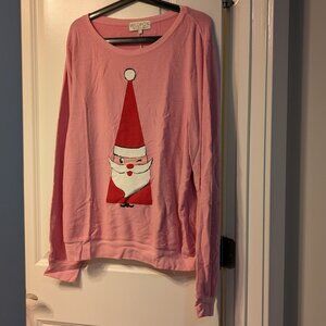 Wildfox Winking Santa Pink Top Size Large (L)